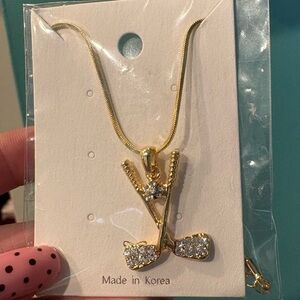 Elegant Gold Golf Club Pendant Necklace